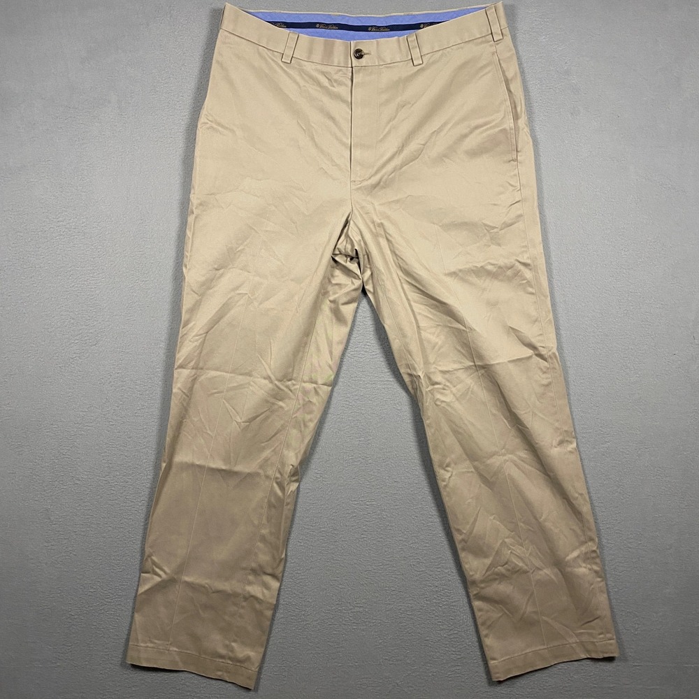 Brooks Brothers Advantage Chino Mens 34x32 Khaki Clark Fit Lightweight Cotton